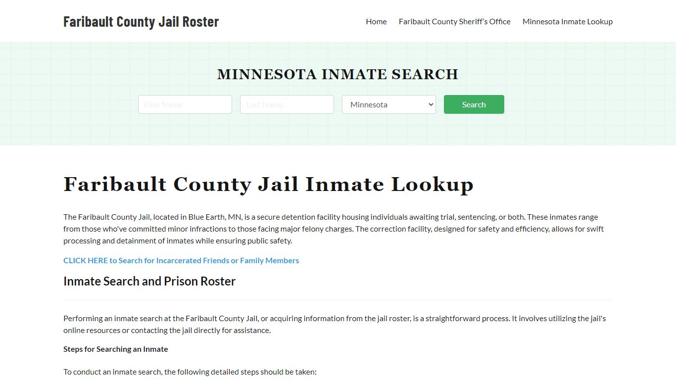 Faribault County Jail Roster Lookup, MN, Inmate Search